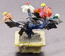 Load image into Gallery viewer, Hard Stone Carved Pot, Bonsai / Flower Sculpture, Stone Petals, Silk Stem - As Is
