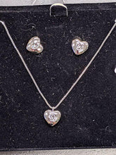 Load image into Gallery viewer, Heart Shaped Crystals by SWAROVSKI Necklace &amp; Stud Earring Set - Silver Tone
