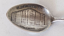 Load image into Gallery viewer, Sterling Silver &amp; Enamel WINNIPEG Canada Souvenir Spoon - CPR Hotel

