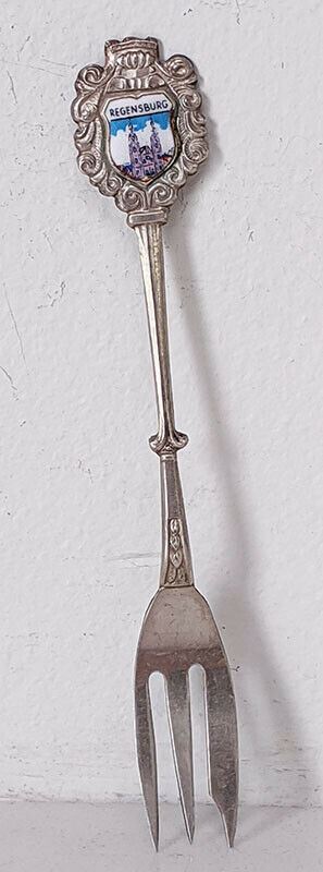 Vintage 800 Silver Souvenir Fork - REGENSBURG In Crest
