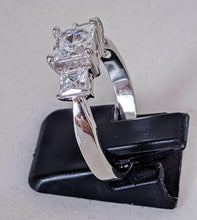 Load image into Gallery viewer, Sterling Silver &amp; 3 Princess Cut CZ Trinity Ring - Size 9
