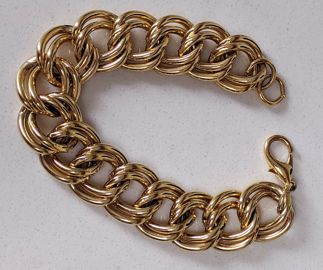 Wide Gold Tone Open Link Bracelet - 7