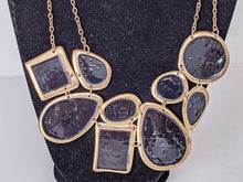 Load image into Gallery viewer, Gold Tone &amp; Black Detail Large Fashion Necklace - 14&quot;
