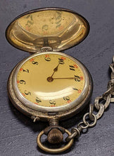 Load image into Gallery viewer, Vintage Remontoir Ancre Pocket Watch Coin Silver Case - With Silver Watch Chain
