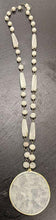 Load image into Gallery viewer, White Stone, Carved Disk Necklace - Handmade - 24&quot;
