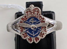 Load image into Gallery viewer, Silver Tone &amp; Enamel Military Insignia Ring - Size 7 1/2
