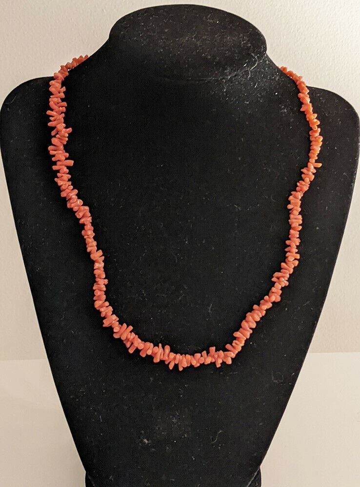 Vintage Coral Branch Necklace Strand - 17