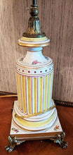 Load image into Gallery viewer, Vintage Meissen Porcelain &amp; Brass Footed Table Lamp - Works - Double Bulb
