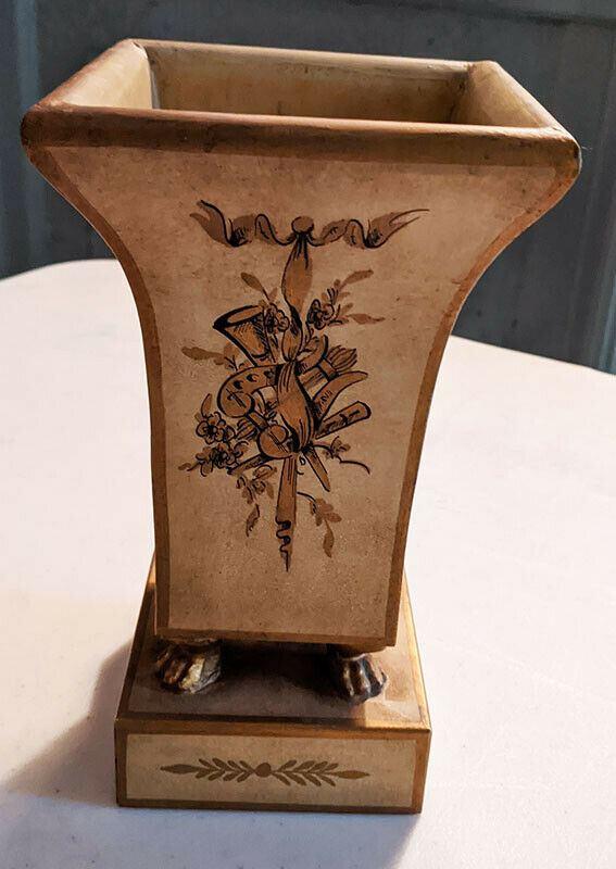 Vintage Toleware Metal Vase - Made in France - 8.5