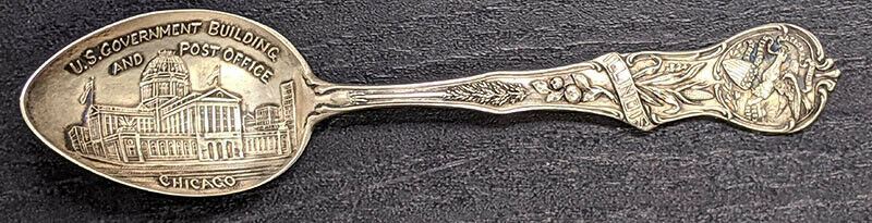 Sterling Silver Souvenir Spoon - CHICAGO ILLINOIS - Decorated Bowl