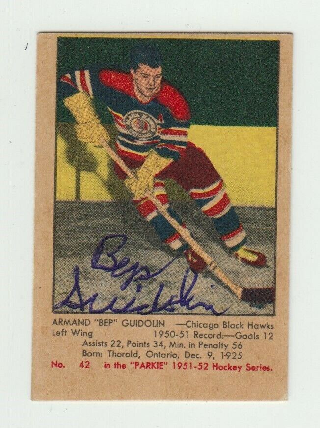 1951 Parkhurst Bep Guidolin Signed NHL Hockey Card