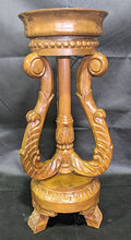 Load image into Gallery viewer, Three Legged Carved Wooden Plant Stand
