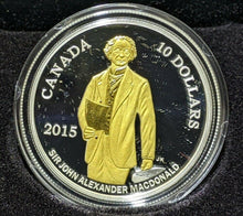 Load image into Gallery viewer, 2015 Canada $10 Fine Silver Coin - Birth of Sir. John A. MacDonald - RCM
