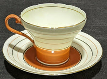 Load image into Gallery viewer, AYNSLEY Fine Bone China Tea Cup &amp; Saucer - Corset Shape - Orange &amp; Gold - As Is
