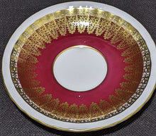 Load image into Gallery viewer, AYNSLEY Fine Bone China Tea Cup &amp; Saucer - Red With Gold Scroll Detail
