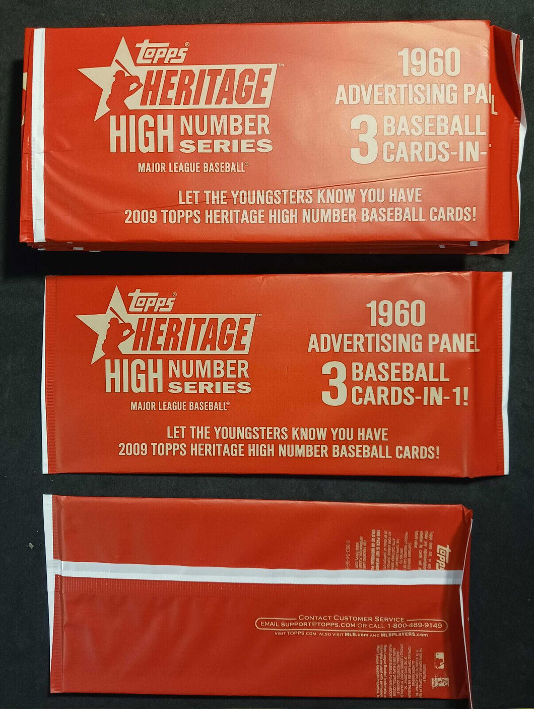 2009 Topps Heritage Baseball Topper Packs 1960 Topps Card HIGH NUMBER 3 PANEL x3