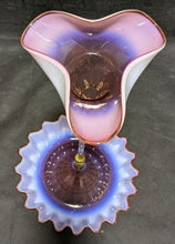 Load image into Gallery viewer, Vintage Cranberry Opaline Glass Single Stem Epergne Vase With Bowl - 22.5&quot; Tall
