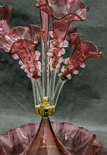 Load image into Gallery viewer, Vintage Cranberry Glass 7 Trumpet Stem Epergne Vase With Bowl
