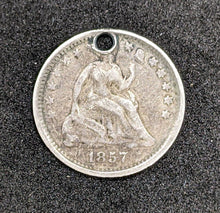 Load image into Gallery viewer, 1857 United States 10-Cent Silver Coin Love Token - Holed
