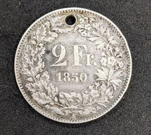 Load image into Gallery viewer, 1850 A Switzerland Silver 2 Francs Coin - Holed
