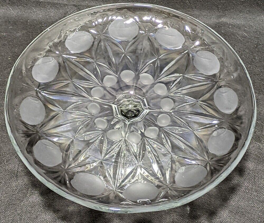 Pressed Glass Round Topped Pedestal Cake Plate