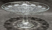 Load image into Gallery viewer, Pressed Glass Round Topped Pedestal Cake Plate
