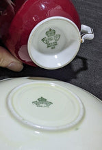Load image into Gallery viewer, AYNSLEY Burgundy &amp; Gold Tea Cup &amp; Saucer
