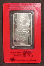 Load image into Gallery viewer, 2012 PAMP SUISSE Lunar Dragon 1 Oz .999 Silver Bar Sealed Assay Card
