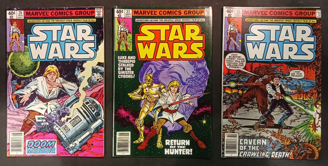 Marvel Comics Star Wars Issues #26, 27 and 28 US Newsstand