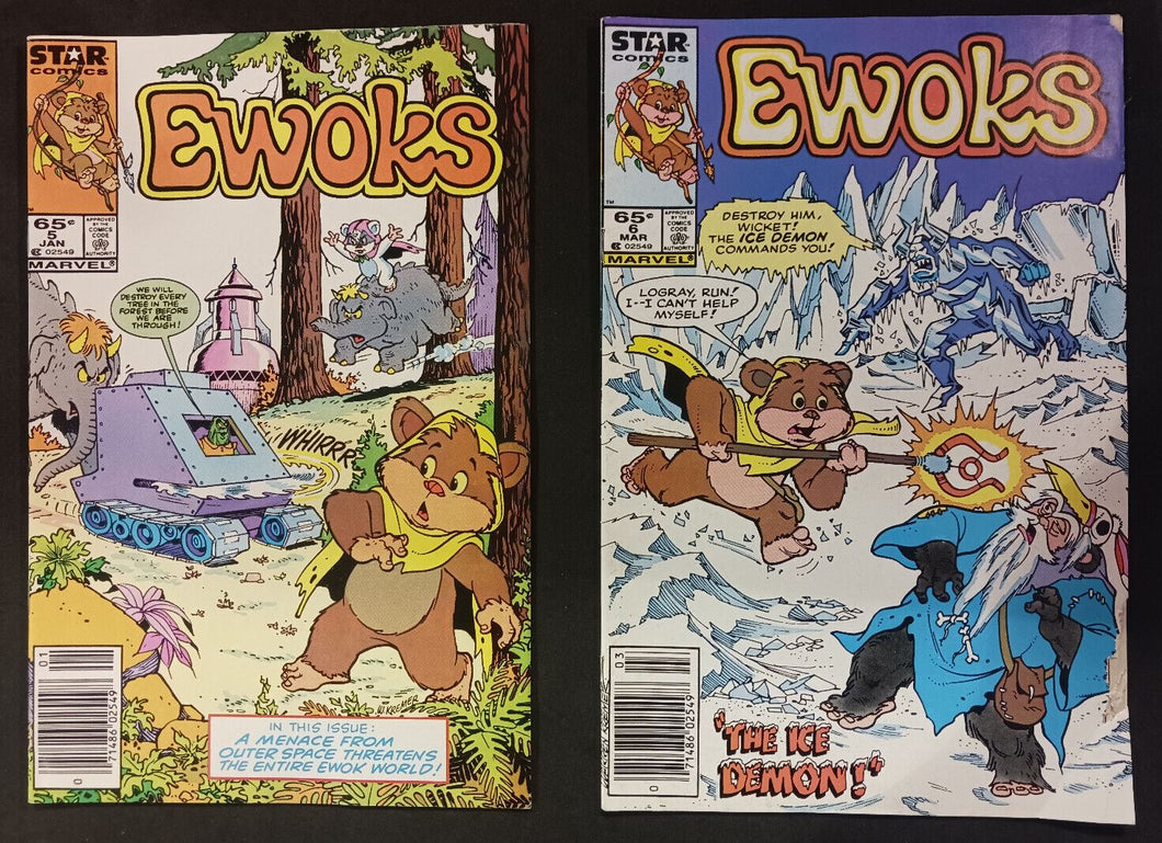 1986 Star Comics Marvel Ewoks Issues #5, 6 Canadian Newsstand Rare Price Variant