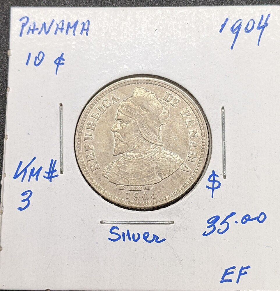 1904 Panama Silver 10 Cent Coin