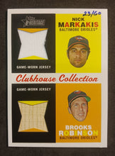 Load image into Gallery viewer, 2009 Topps Heritage CH Dual Relics CCDR-MR 23/60 Nick Markakis, Brooks Robinson
