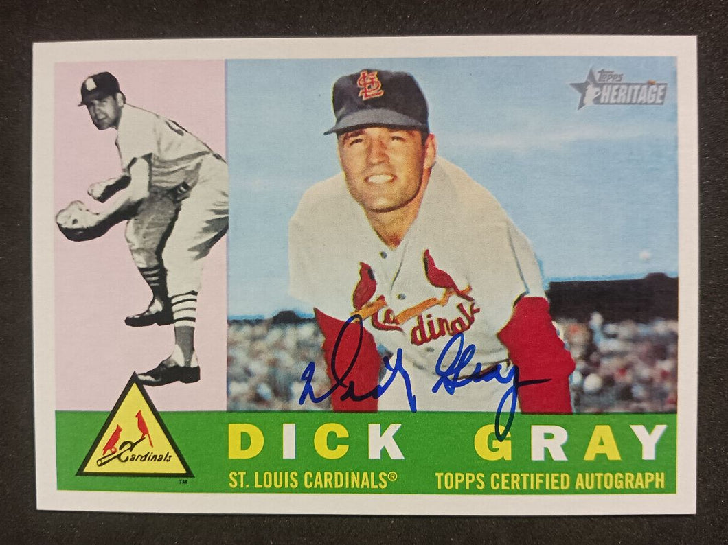 2009 Topps Heritage Clubhouse ROA-DG Blue Ink Signed Dick Gray Baseball Card