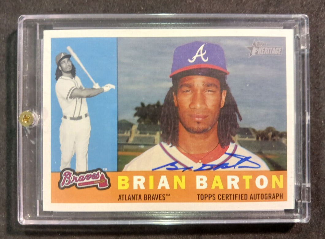 2009 Topps Heritage Clubhouse ROA-BB Blue Ink Signed Brian Barton