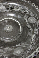 Load image into Gallery viewer, Vintage Coneflower Design, Candlewick Border Shallow Glass Dish
