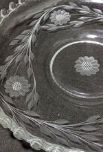 Load image into Gallery viewer, Vintage Coneflower Design, Candlewick Border Shallow Glass Dish
