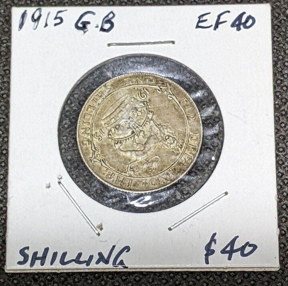 1915 UK - Great Britain - Silver One Shilling Coin in 2x2