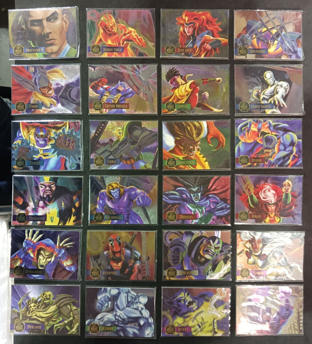 1995 Flair Marvel Annual Trading Card Power Blast Set of 1 to 24