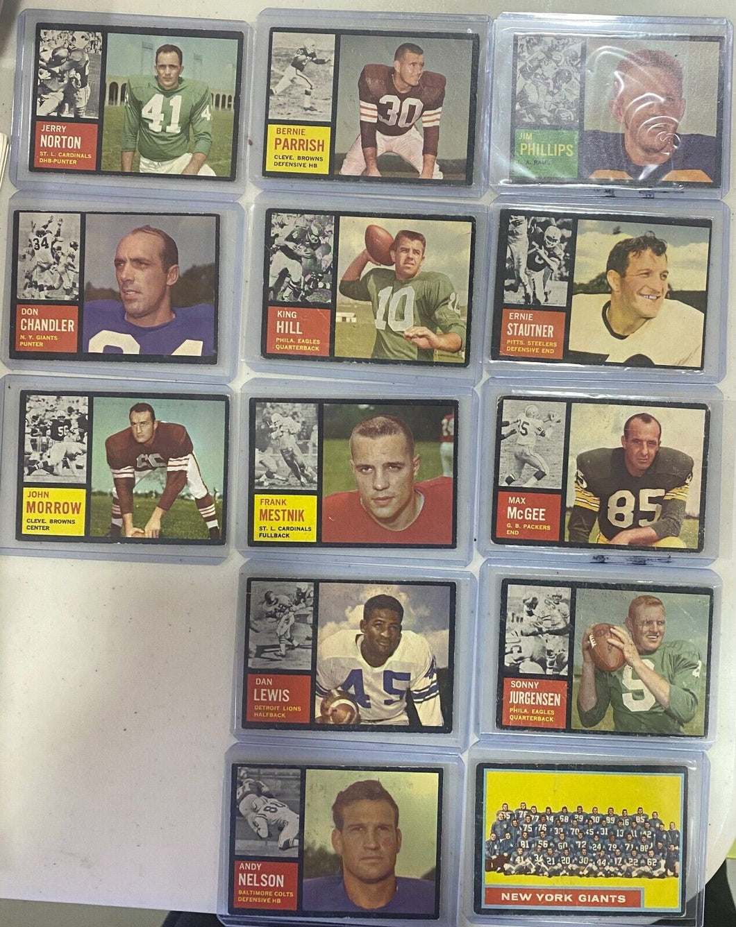 1962 Topps Football Card Lot #10-#146 (13 Cards Total)