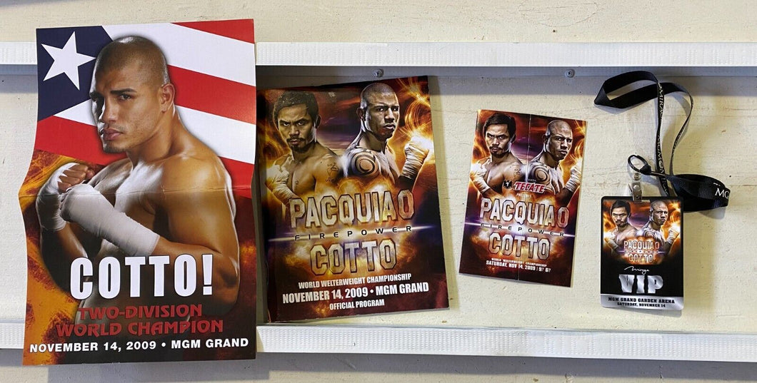 2009 Pacquiao VS Cotto Program+Score card+Ticket+Poster