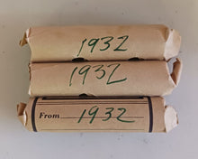 Load image into Gallery viewer, 3 Rolls of 1932 one cent Canadian Pennies. 150 coins total

