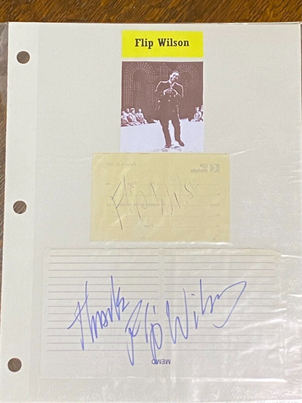 Flip Wilson two signatures in a paper