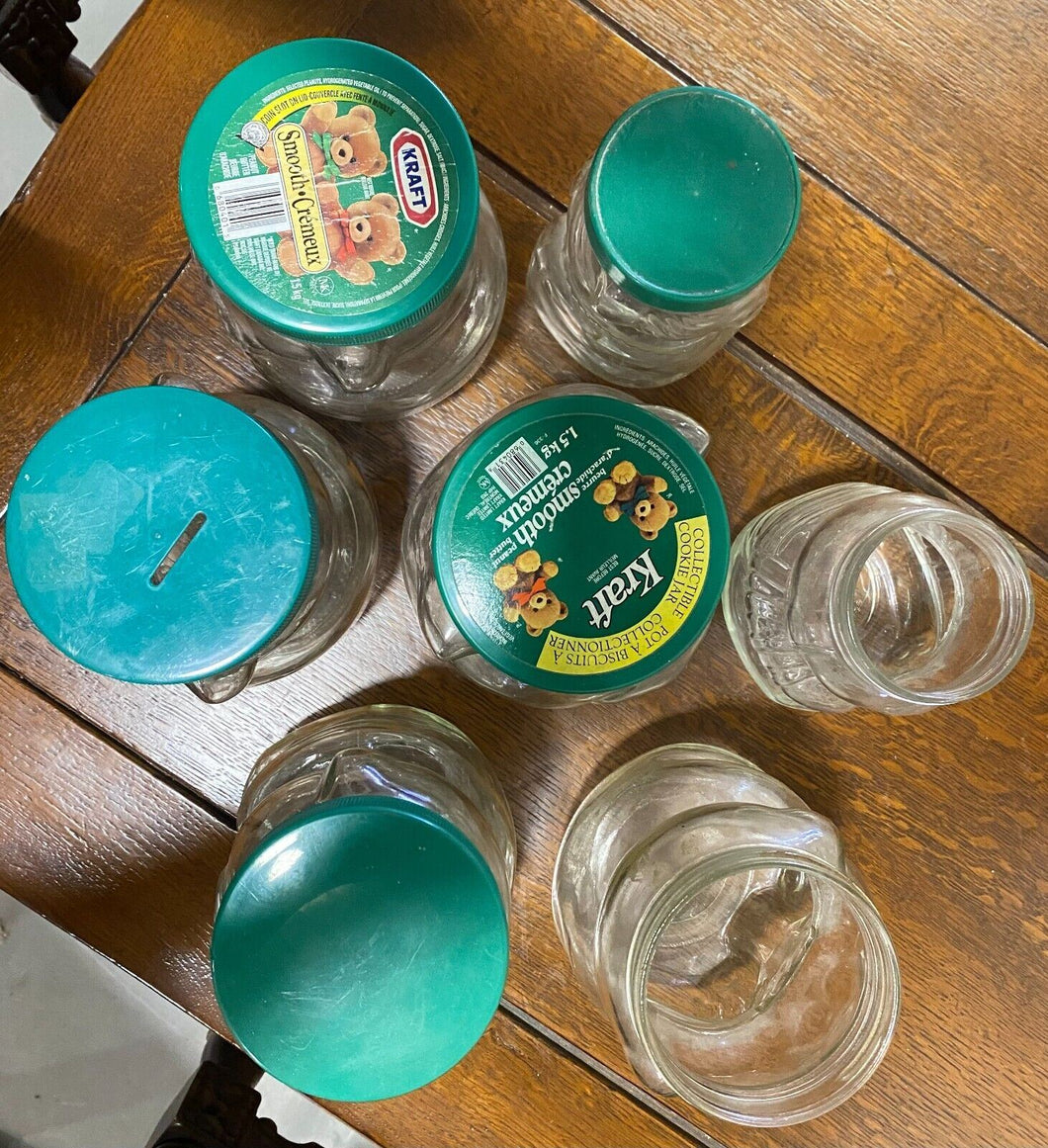 7 Kraft Bear Glass Original Jars Lot - Assorted Sizes