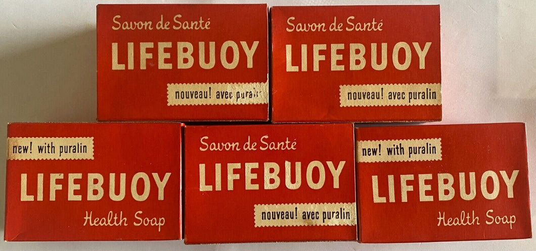 Vintage Pack of 5 Lifebuoy Soap Bars Made in Canada Unopened/Unused