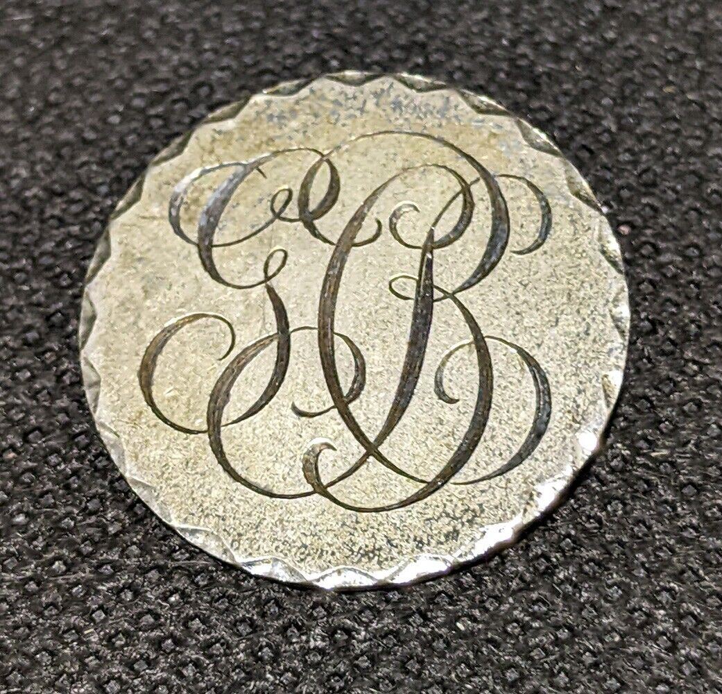 Beautifully Engraved Monogram Sterling Silver Pin / Brooch