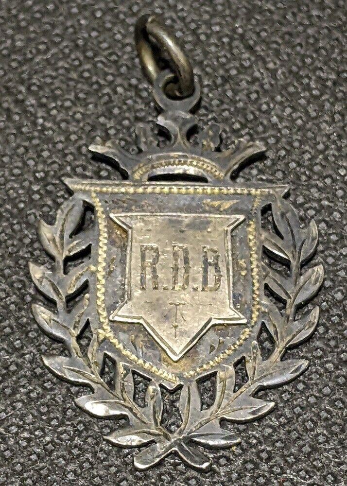 Vintage 1904 Sterling Silver 1st Prize Drill Medal - RDB Monogram