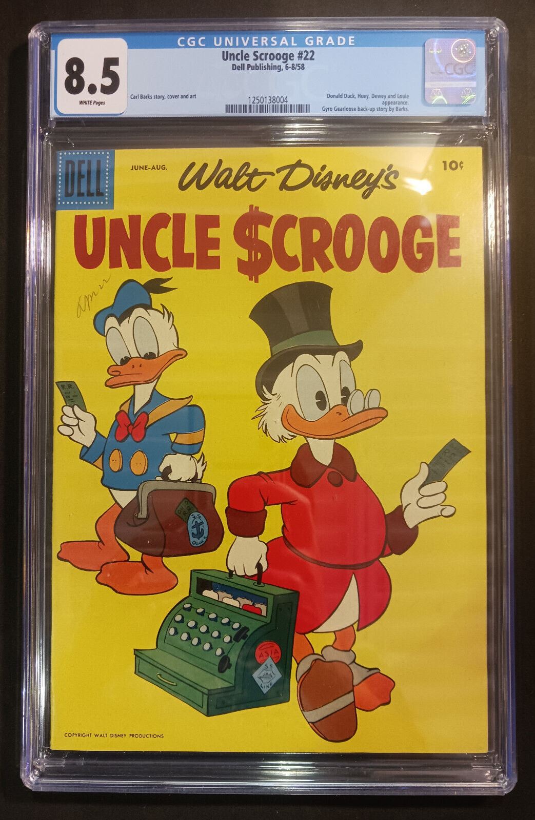 1958 Uncle Scrooge #22 Dell Publishing CGC 8.5 White Pages 1250138004