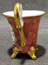 Load image into Gallery viewer, Vintage Limoges Porcelain Footed Demitasse Cup &amp; Saucer Set - Red &amp; Gold
