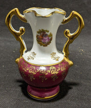 Load image into Gallery viewer, Vintage Limoges Porcelain Double Handled Small Vase- Red &amp; Gold
