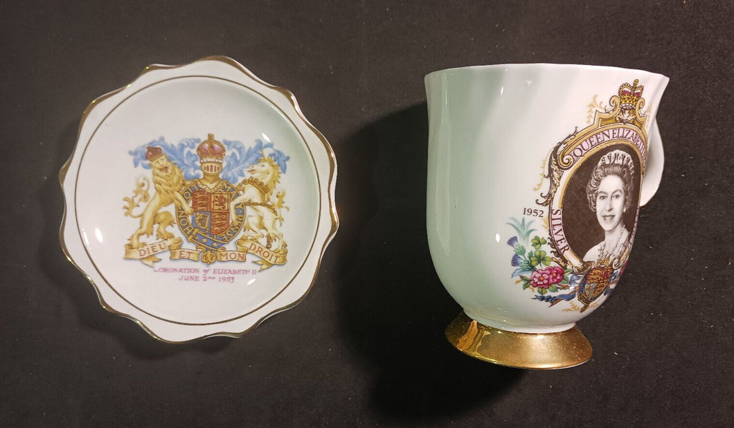 Queen Elizabeth II Bone China Cup and Coronation of Elizabeth II Saucer